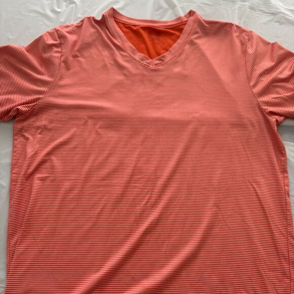 32 Degrees COOL Short Sleeve V-Neck Orange/White Size Medium EUC - Picture 8 of 9